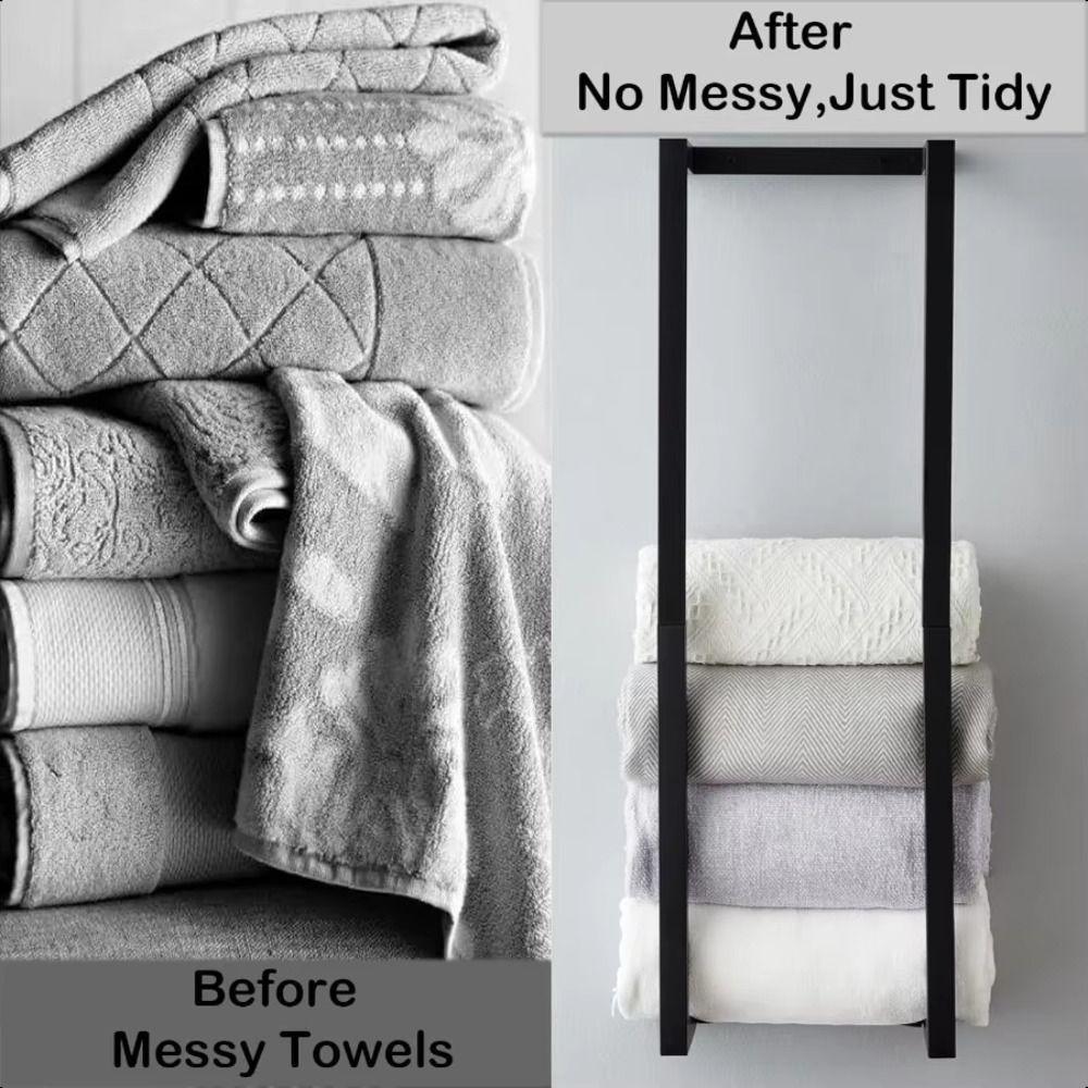 Strong Load-bearing Bathroom Wall Towel Rack Space Saving Toilet Paper Holder Set  Storage Rack