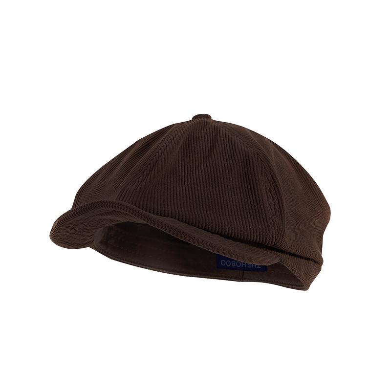Japanese Street Corduroy Forward Hat Women'S Season Tide Brand Solid Color Versatile Beret Men'S Retro Painter Hat