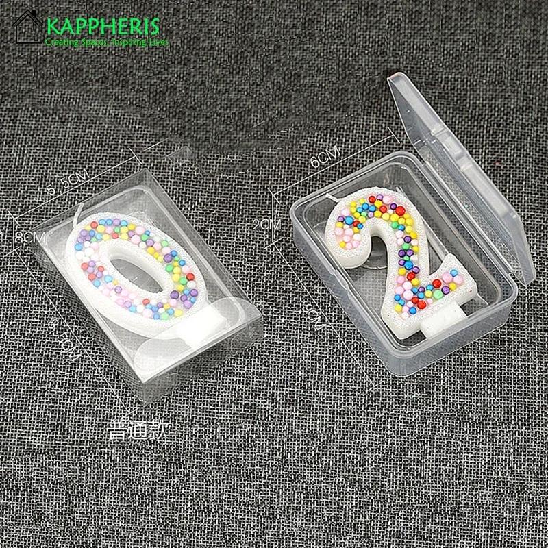 Children's Birthday Candle 1 Year Colorful Pearled Candle Macaron Original Candle Flameless Cake Decoration Theme Party Supplier