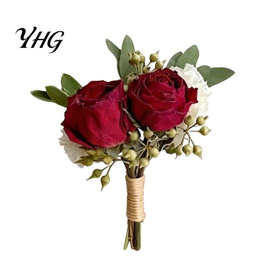 DIY Craft Dried Flowers Flower Boutonniere, Preserved Wedding Corsage, Rustic Natural Dry Retro Style Boutonnieres Brooch Pin for Groom Bride
