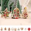 Pentagram Christmas Wooden Ornaments Bell Merry Christmas Wooden Pendant Colorful   New Year