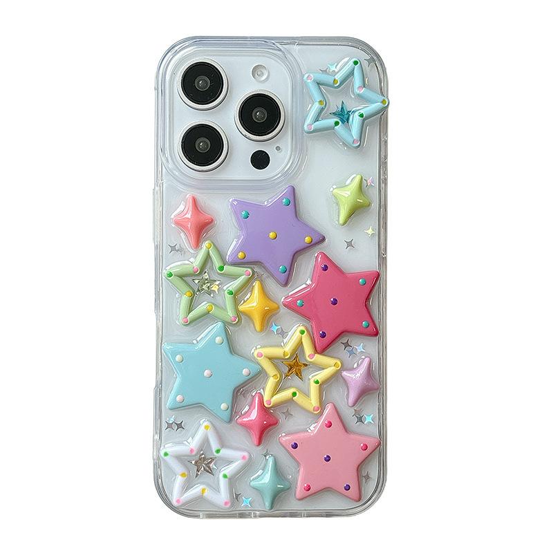 Dopamine Color Star Three-dimensional Mobile Phone Case for Apple17promax for IPhone16 Anti-fall Personality