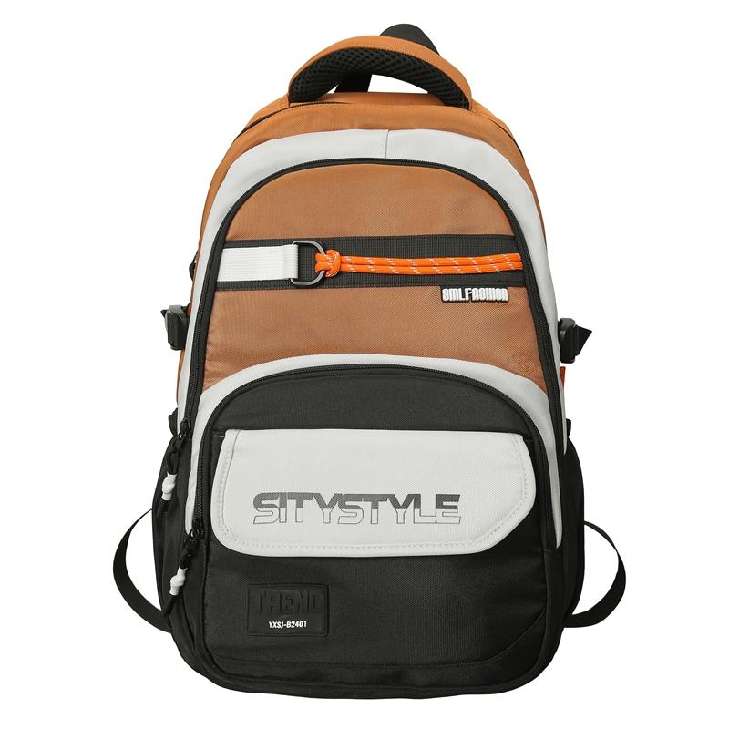 Großer, leichter Schulranzen für Mittelschüler mit großem Fassungsvermögen und Farbblock-Design für Herren