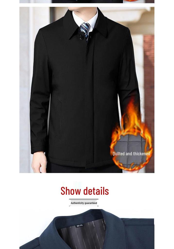 Men's Mid-Length Lapel Button-Up Jacket for Spring & Autumn
