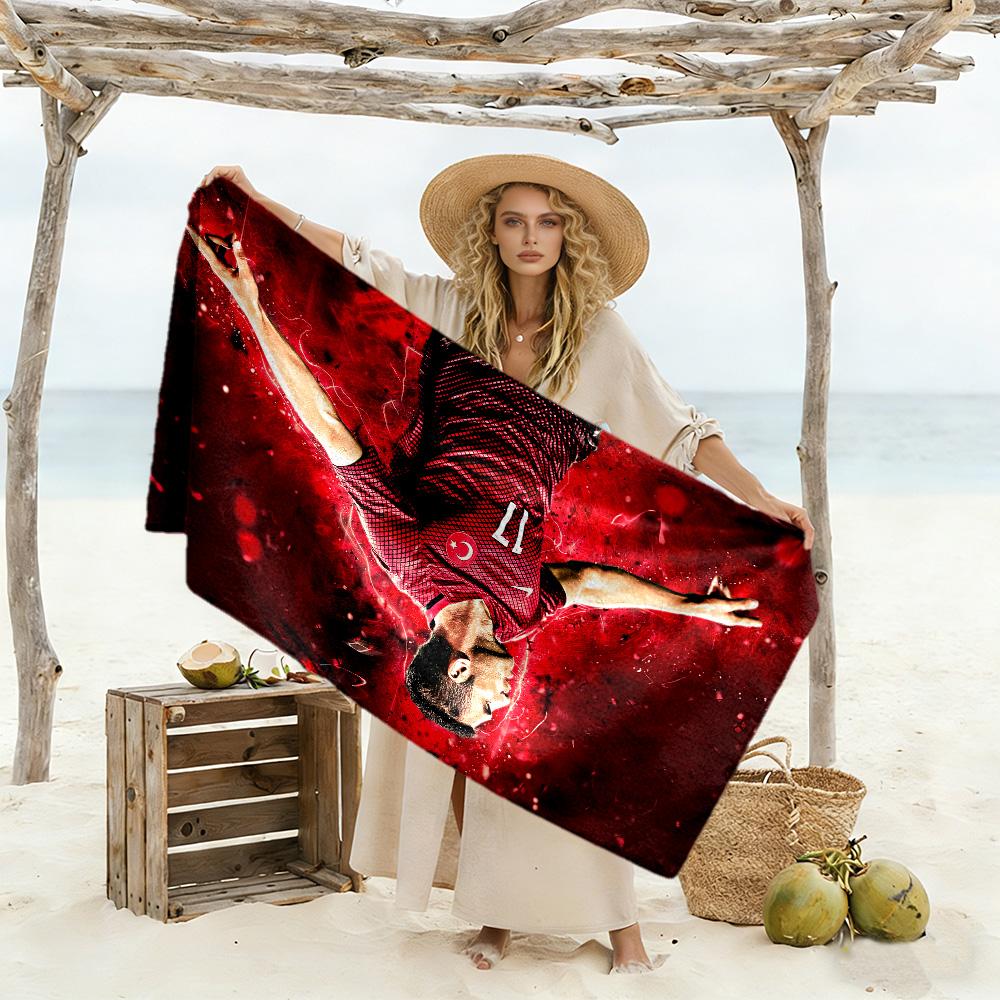 Turkish Football Star Beach Towel Super Soft & Absorbent Comfortable Lightweight Suitable for Sports, Travel, Swimming, Yoga, Bathroom, Beach, And Poo