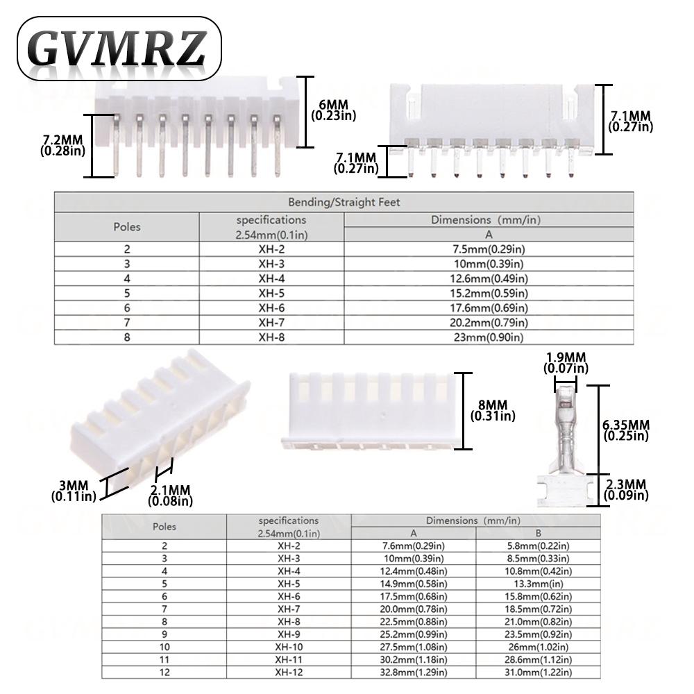 100PCS JST XH2.54 ZH1.5 PH2.0 1.25 MM Terminals Plastic Shell Male Plug Female Socket Wire Connector 2.54 2P 3P 4P 5P 6P 7P