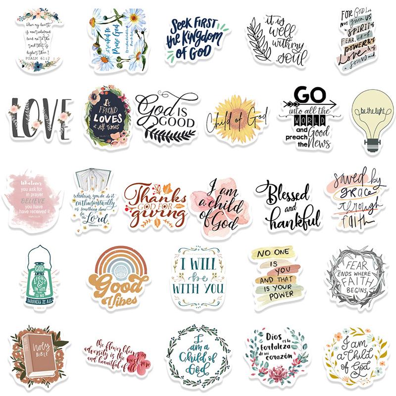 52Pcs Jesus Christians Religion Sayings Stickers Skateboard Suitcase Graffiti Luggage Motorcycle Diy Bible Sticker