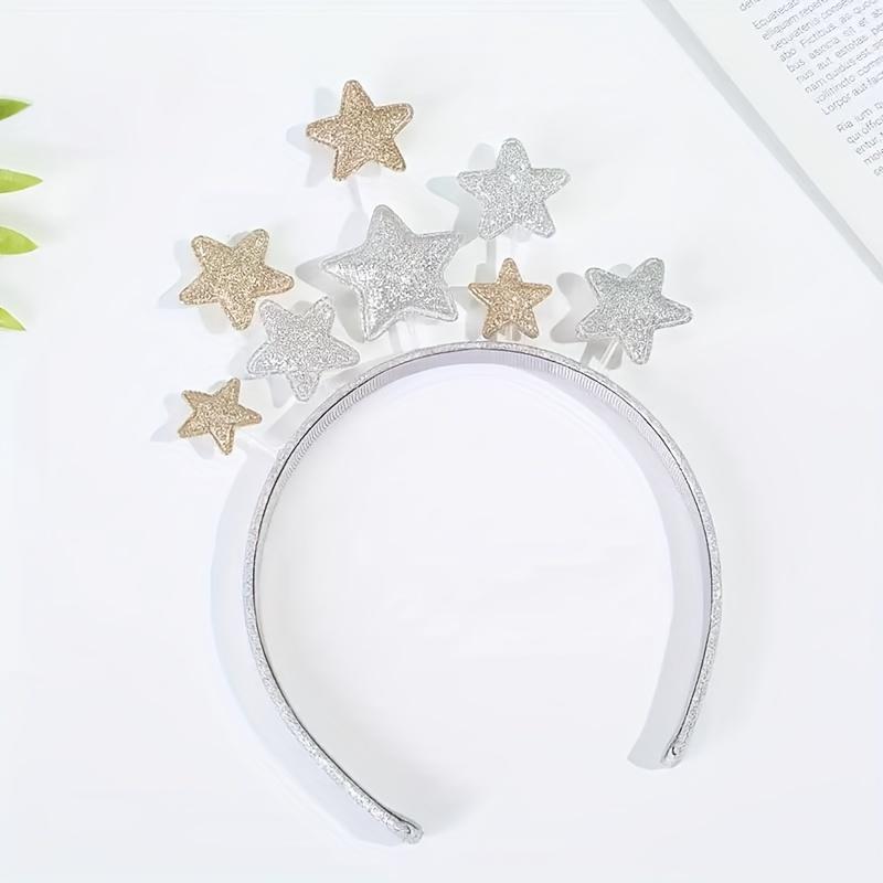 1pc Cute Star-Shaped Headband with Golden Glittery Finish - Perfect for Birthday Parties&Christmas Decorations,Festive Accessory