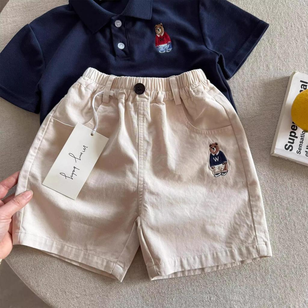 2025 Sommer Kinder Japanische Streetwear Bär Bestickte Shorts