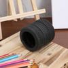 Tire Shaped Pen Holder, Creative Desk Organizer for Office and School, Black Plastic Pencil Holder with Non-Slip Base, Fun Car Tire Design for
