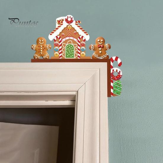 Decorare Colț Usa de Crăciun Topper, Panou din Lemn, Om de Zăpadă Moș Crăciun Omuleț de Ghimbir Pom de Crăciun Panou Cadru Om Decor pentru Casă Petrecere de Sărbători Toppere Decorative