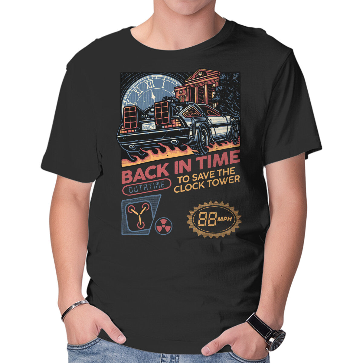 Unisex Crew Neck T-Shirt To Save The Clock Tower Graphic Short Sleeve Casual Tee XXXXL