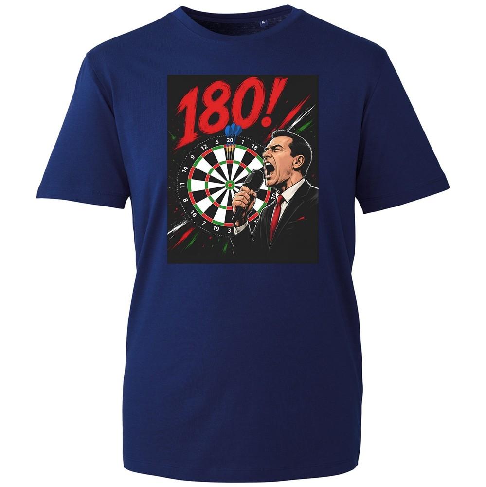 180 Darts T Shirt Unisexs Black Retro Dartboard Referee Graphic Pub Sports Team Tee S