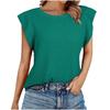 Women Solid Color Waffle Crew Neck Loose Short Sleeve Casual T Shirt Top
