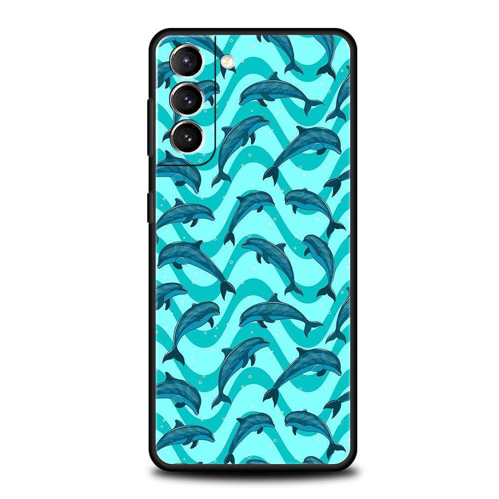 

Мягкий чехол для телефона с дельфином на океанскую тематику для Samsung Galaxy S25 Edge S24 Plus S23 FE S22 S21 S20 Ultra 5G S10 Черный Защитная крышка Samsung S23Ultra