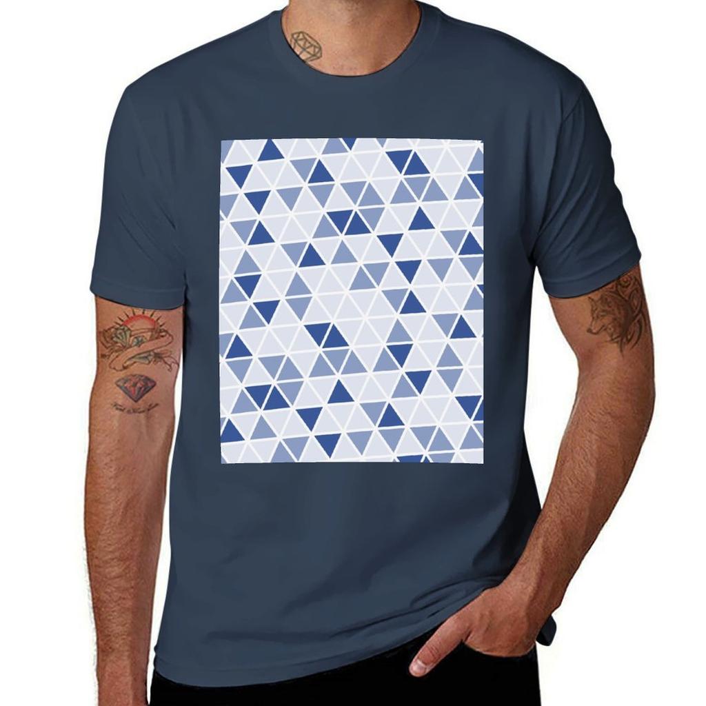 Cool Simple Triangle Pattern With Azureish White Color Tshirt Antifade Casual Tee Shirt Tshirt