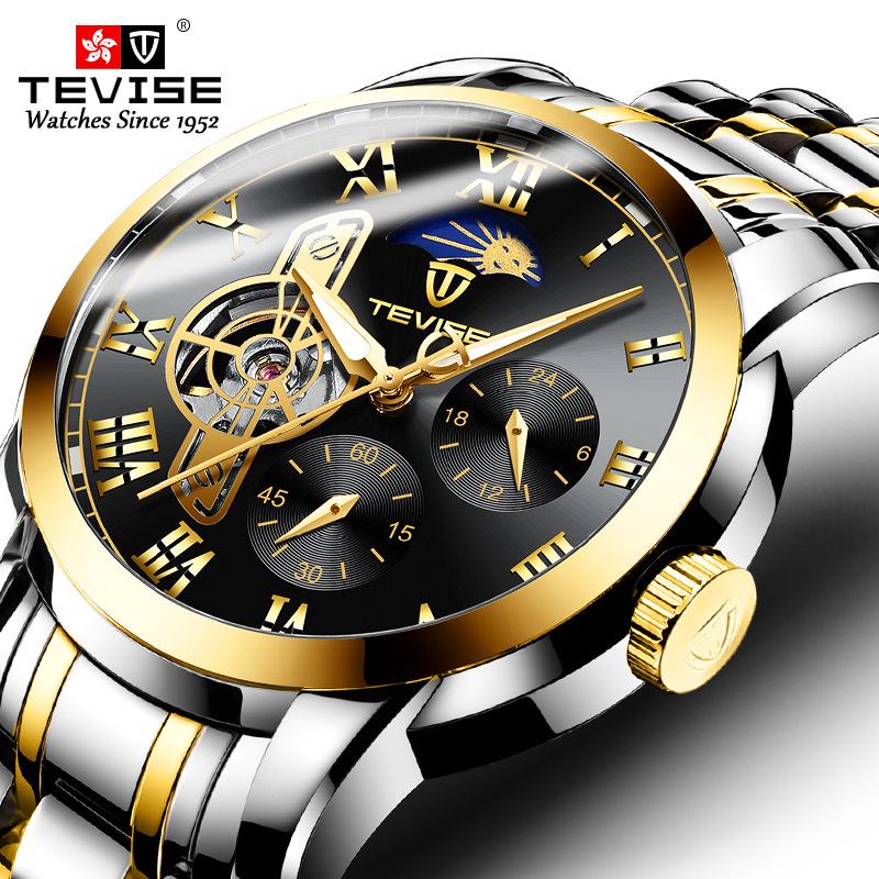 Montre Automatique Tevise Pour Homme Avec Tourbillon Et Phase De Lune - Design élégant Et Mouvement Japonais Fiable