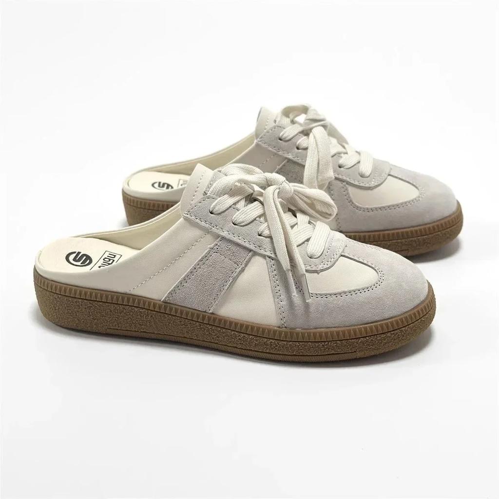 2024 Autumn New Retro Bao-head Half Slippers Women Wear A Slip-on Lazy Heelless Flat Slippers Woman Shoes