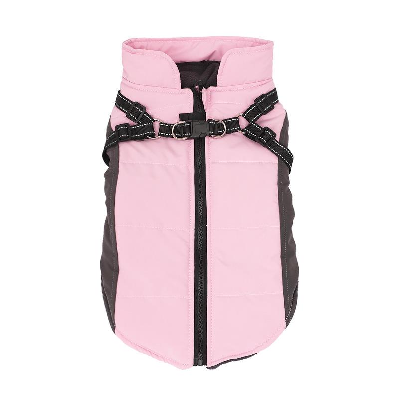 Padded Warm Dog Clothes with Harness for Small Large Dogs Puppy Winter Jacket Chihuahua Labrador Coat Reflective Pet Costumes