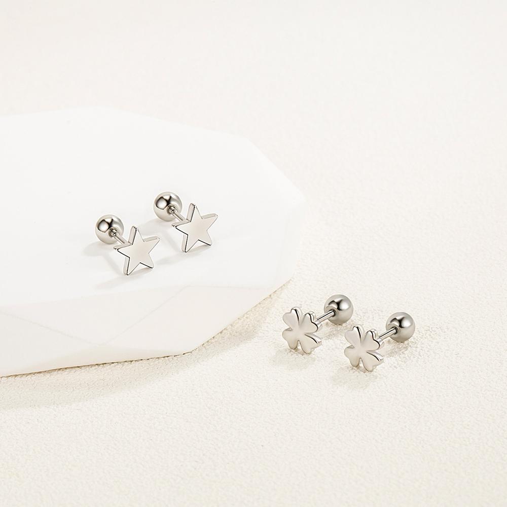 925 Silver Star Stud Earrings for Women Fashion Square Design High Quality Jewelry XY0234