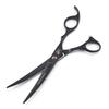 7-Inch Black Painted Pet Grooming Scissors Set - 4-Piece Fine-Tooth Straight Scissors