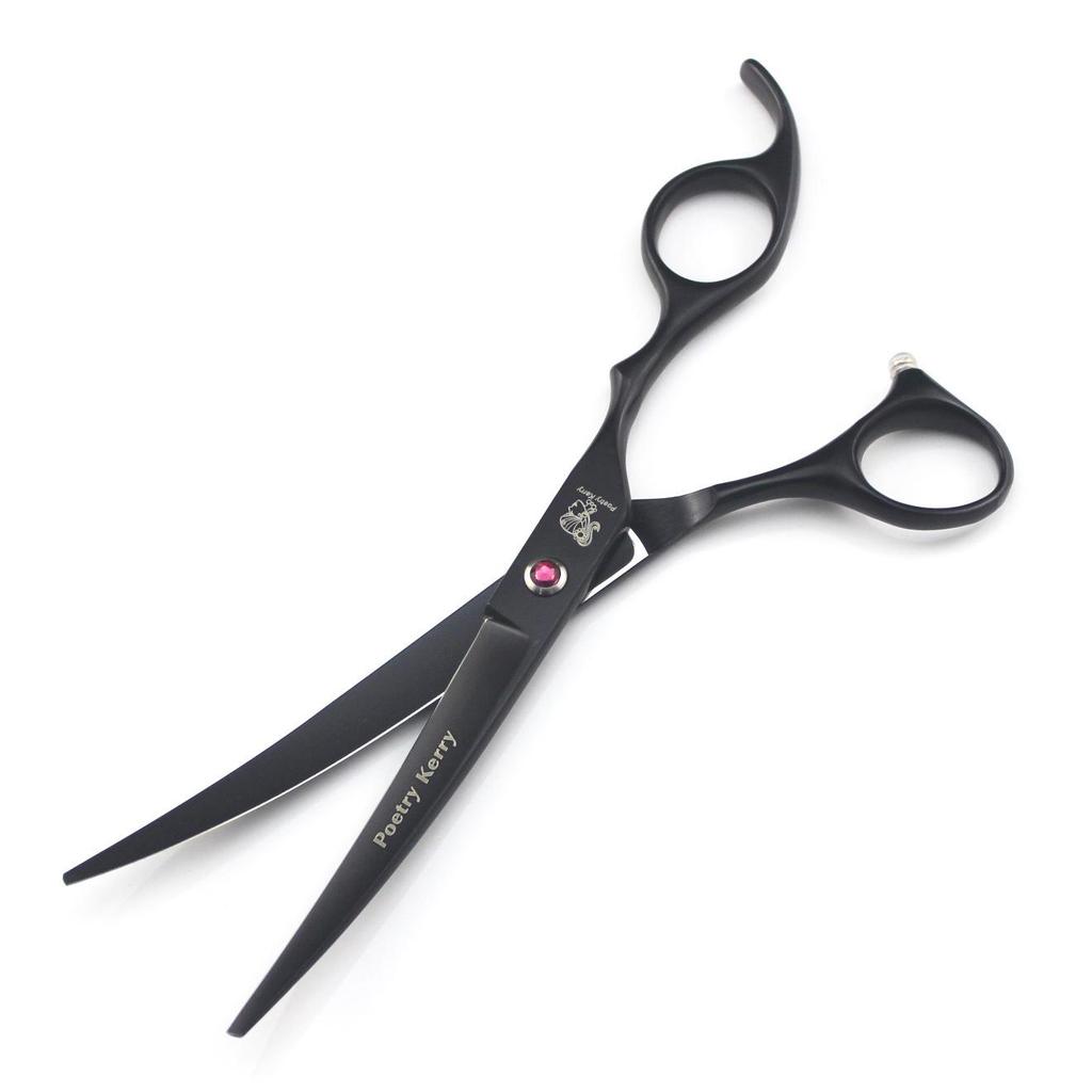 7-Inch Black Painted Pet Grooming Scissors Set - 4-Piece Fine-Tooth Straight Scissors
