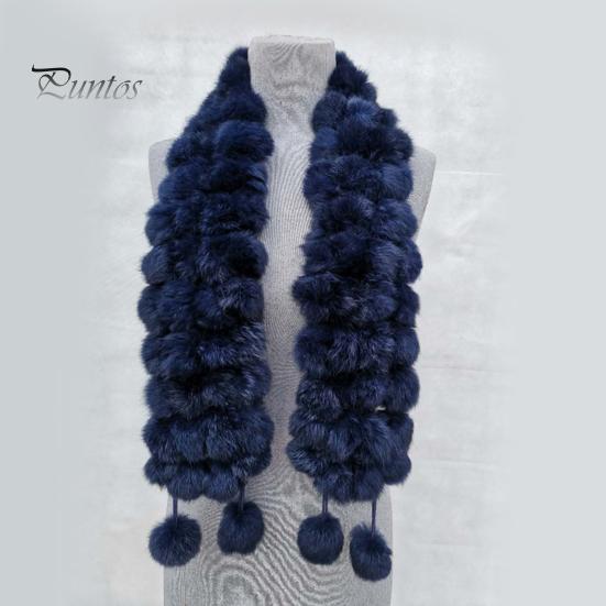 Wool Pom-Pom Scarf Women Thickened Winter Scarf Imitation Rabbit Fur Comfortable Knit Winter Scarf Neckwear