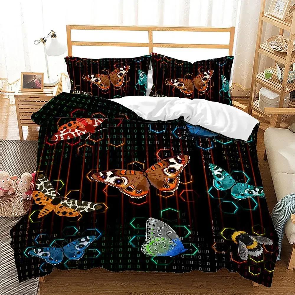 

High-quality High-End Premium Beding Set Watercolor Buterfly Insect Patern Double Bed Covers Beding Bedrom Comfortable Quilt Cover 20x240 Bed 100*200cm Single