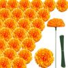 60 Stück Künstliche Ringelblumenköpfe mit Stiel Seiden-Orange Ringelblumen für Dia De Los Muertos Dekoration DIY Tag der Toten