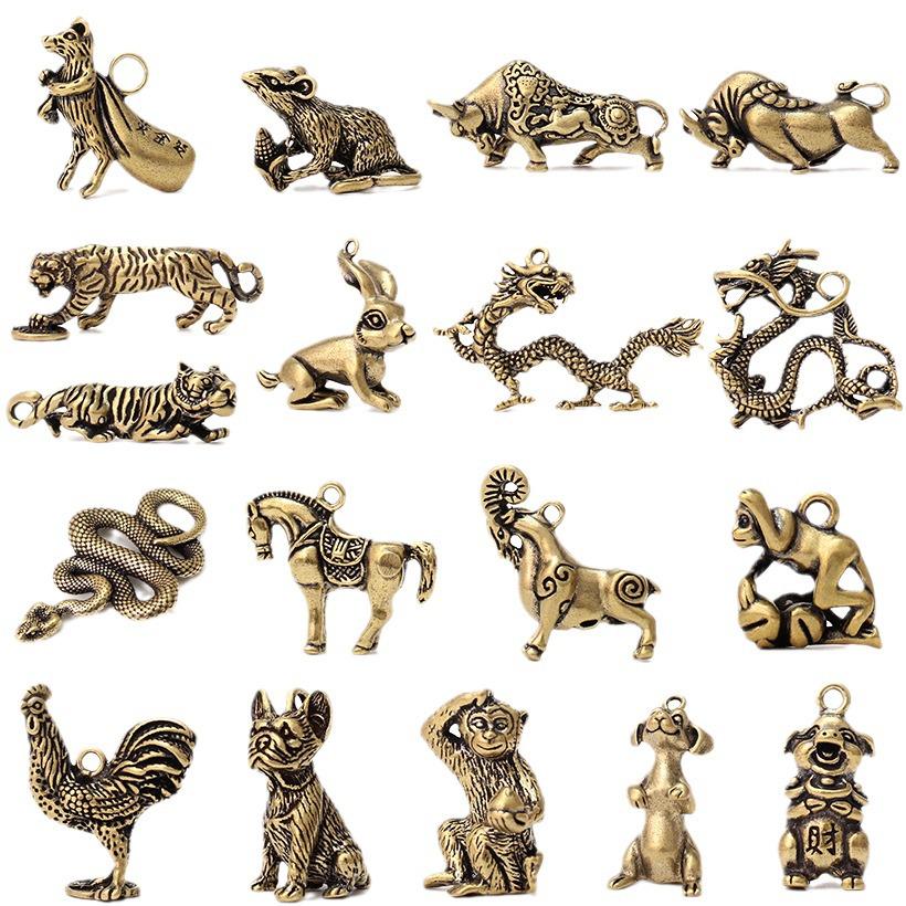 Portachiavi Rame Ottone 3D Dodici Segni Zodiacali