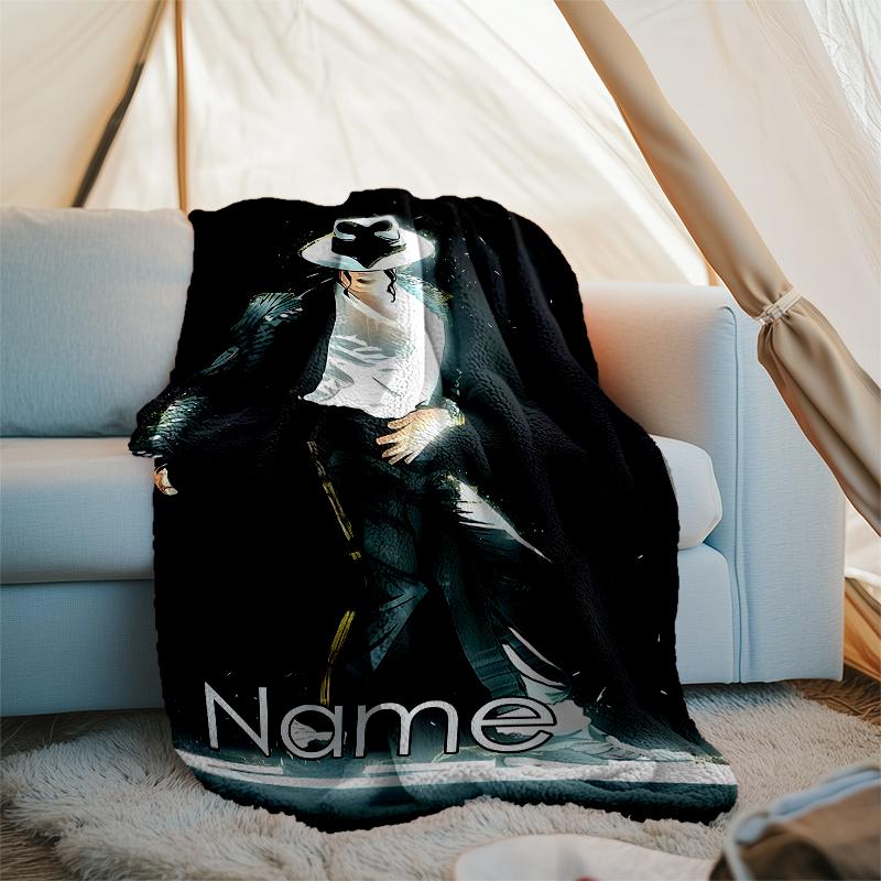 Personalisierte Decke mit individuellem Namen - Michael Jackson Druckdesign, Decke für Sofa, Bett, Reisen, Camping - Weich und Warm, Tolles Geschenk