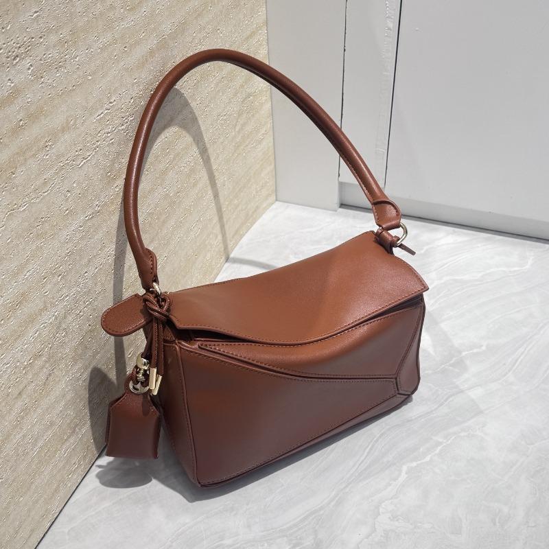 Long Handle Splicing Geometric Bag Fashionable Versatile Hand Carry Shoulder Messenger Bag