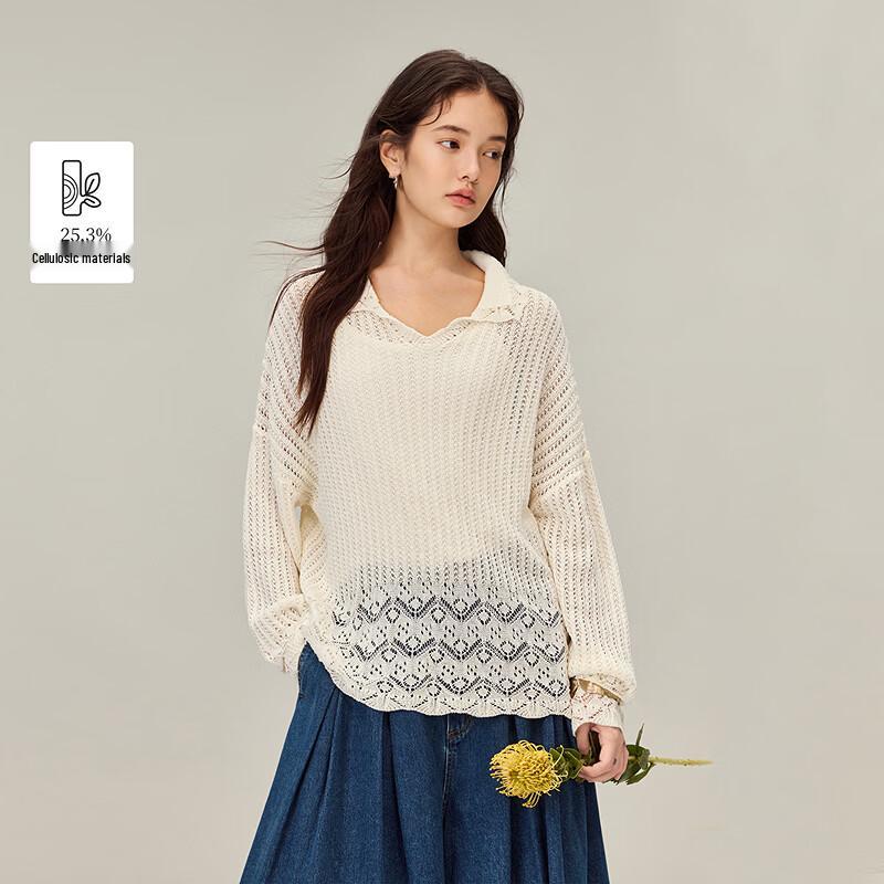 INMAN French Hollow-Out Knit Pullover Sweater XL