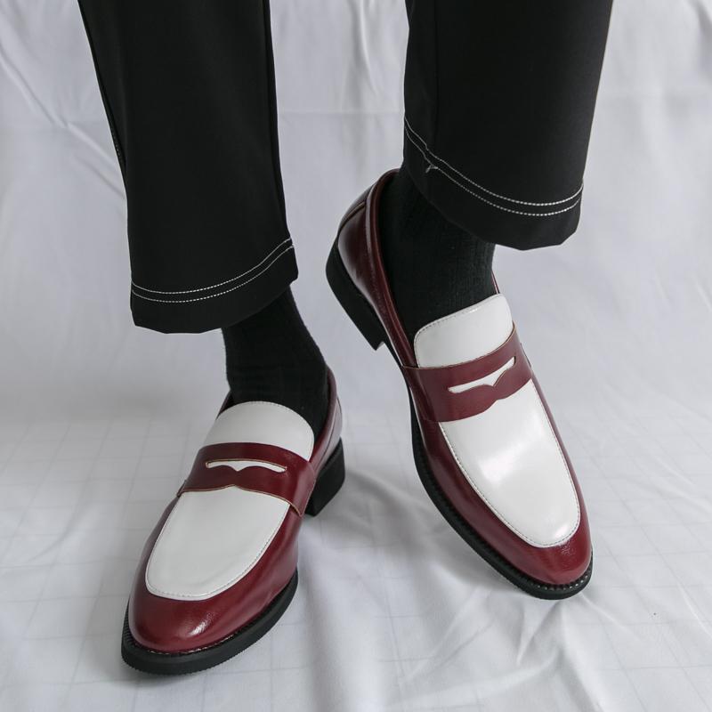 Men Loafers PU Splicing Low Heel Comfortable Breathable Classic Business Banquet Men Shoes Size 38-46