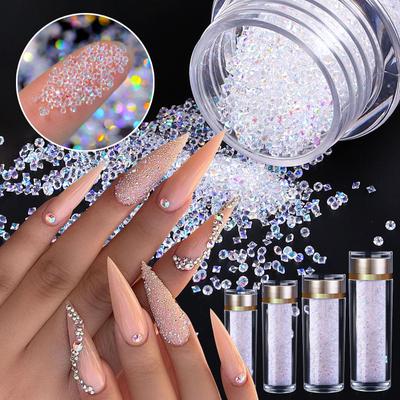 1 Bottle AB Aurora Nail Beads Rhinestones Crystal Glass Gems Nail Jewelry Nail Art Decoration
