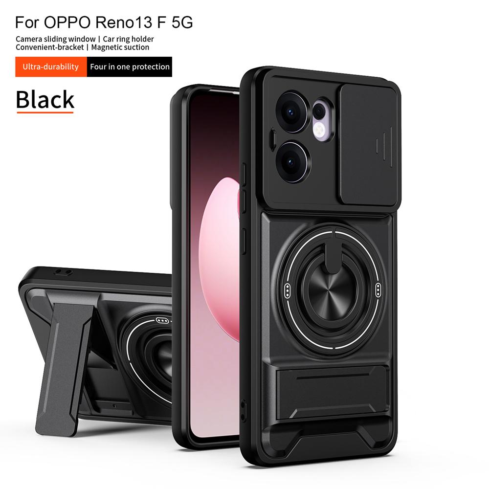 KEYSION Magnetic Phone Case for OPPO Reno13 Pro 5G Reno13 F 5G Slide Camera Protection Upright Kickstand Ring Shockproof Cover