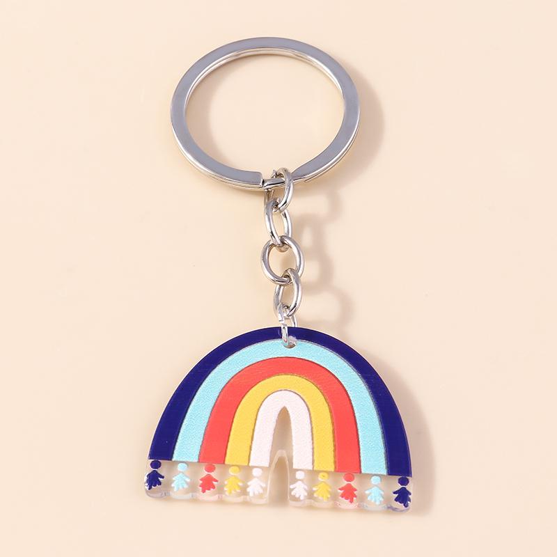 Colorful Rainbow Keychain Smile Cloud Key Rings Resin Key Chains for Women Girls Handbag Gift Jewelry Accessories