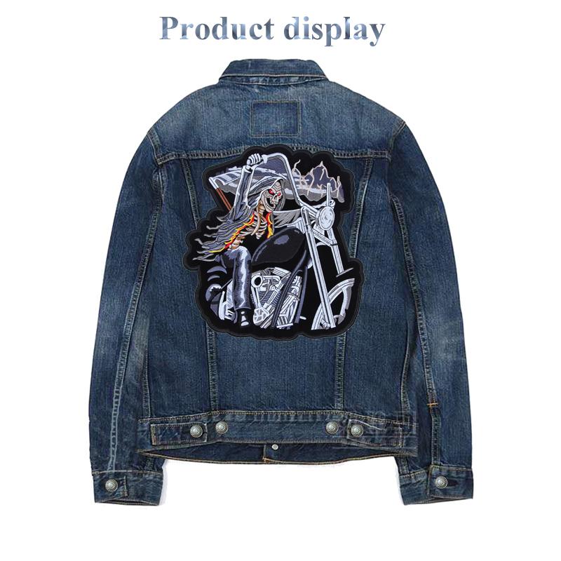 Large-sized Cool MC Indian Chief Pattern Motorcycle Rider Eco-friendly Fabric Ironing Applique Vest Back Embroidery Patch