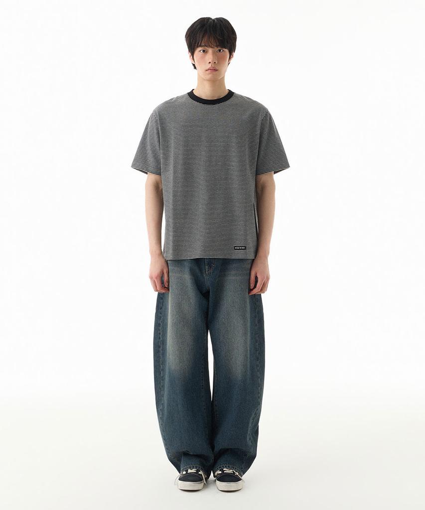 NOT ONLY FOR TODAY Striped Short Sleeve T-Shirt [Black]