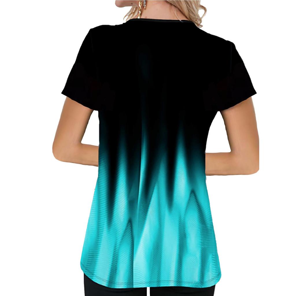 Women's Casual Temperament Pullover V-neck Loose Short-sleeved Blouse