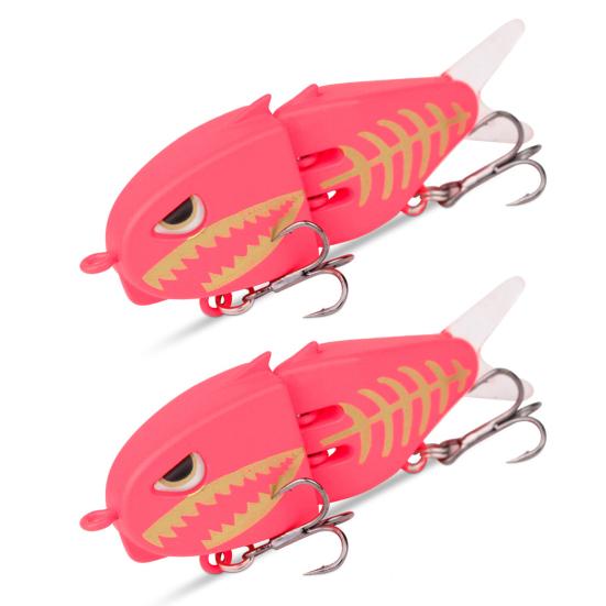 

2Pcs 6CM/6.5G Multi-Jointed Pencil Fishing Lure with Double Hooks 2-Section Swimbait Hard Bait Freshwater Saltwater Fishing Accessories рожевий
