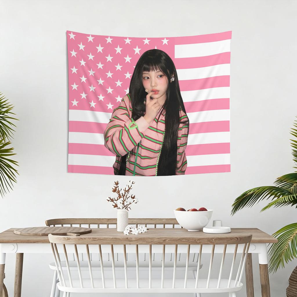 Kpop Wonhee Pink American Flag Tapestry Concert Flag Wall Hanging Decor Kpop Fan Gift Room Art Decor for Bedroom Wall Art