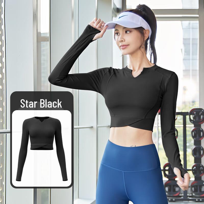 Women s V-Neck Cropped Seamless Long Sleeve Fitness Top XL