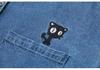 2024 Spring Plus Size Women's Denim Shirt - Long Sleeve Embroidered Cartoon Jacket for Chubby Girls