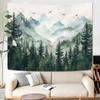 VIKAMA Natural Pine Tapestry Watercolour Mist Forest Bird Landscape Tapestry Living Room Dormitory Wall Hanging Home Decor