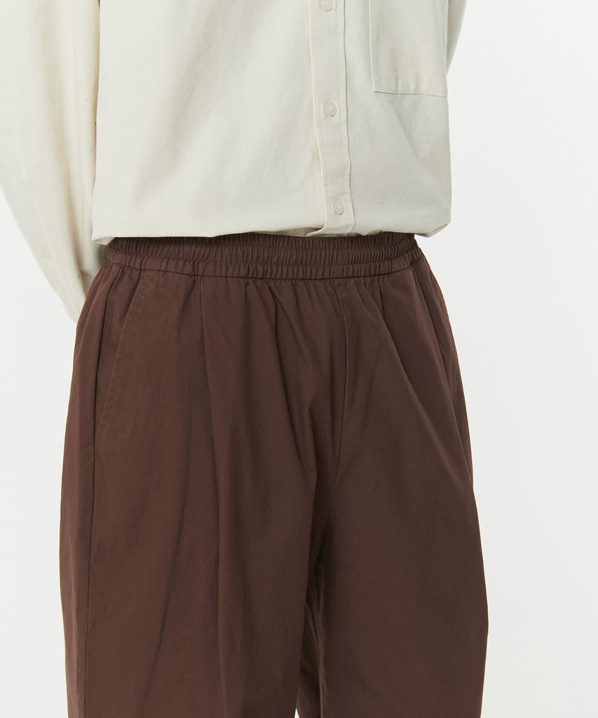 Musinsa Standard Cotton Deep Tuck Wide Elastic Waist Pants [Baroque Brown]