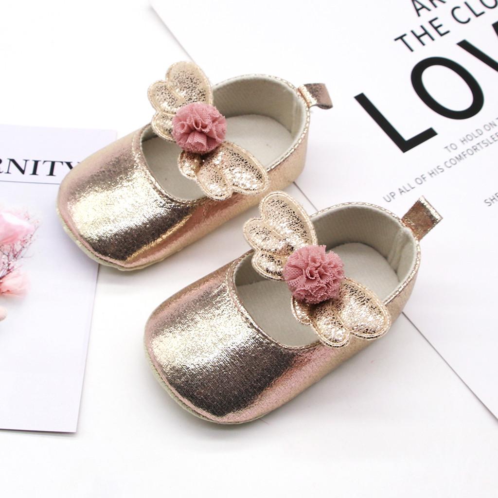 Sugar Nou-născut Fete Prewalker Bow Applique Pantofi singuri Pantofi Printesa