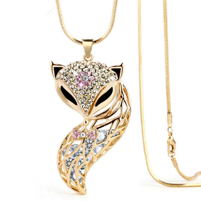 Fox Pendant Necklace with Full Diamond Crystal for Women