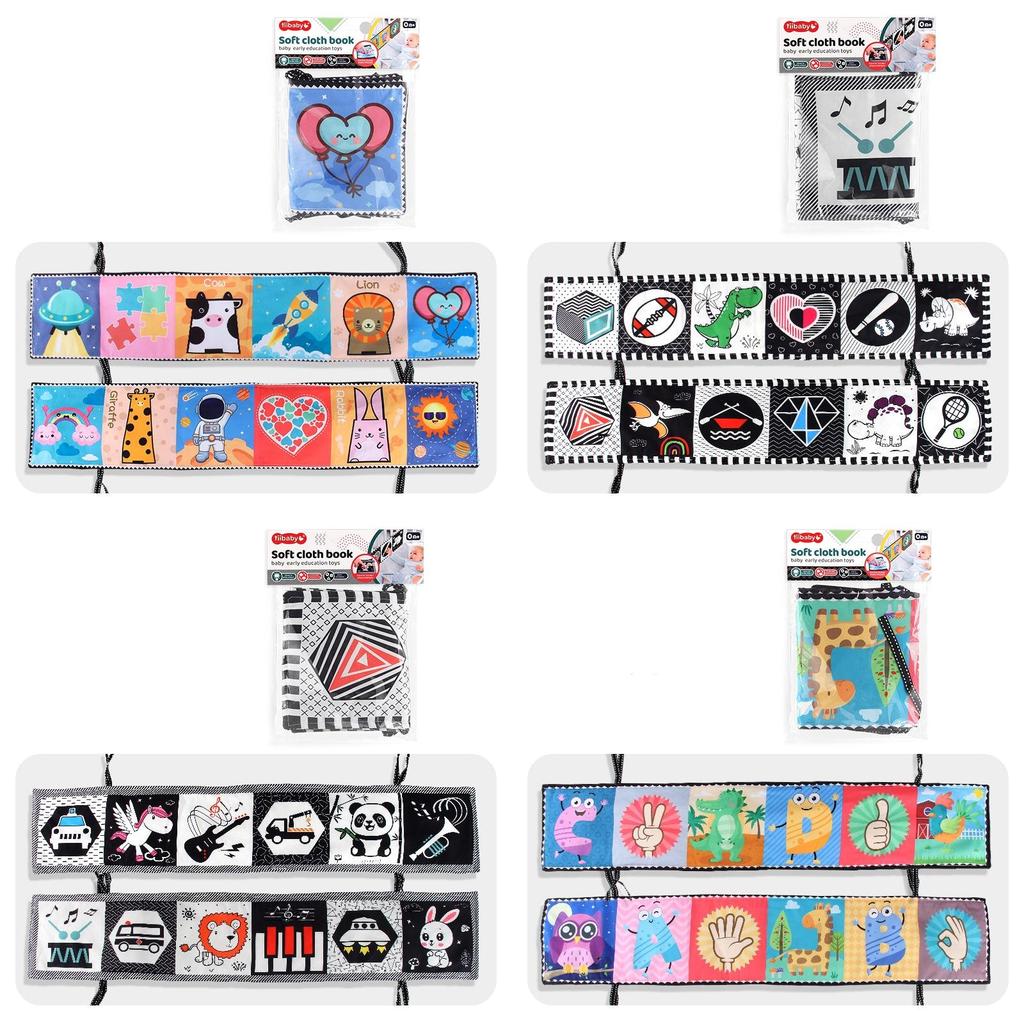 Double-sided Colorful Black And White Cloth Book For Babies With Cognitive Shape Animals