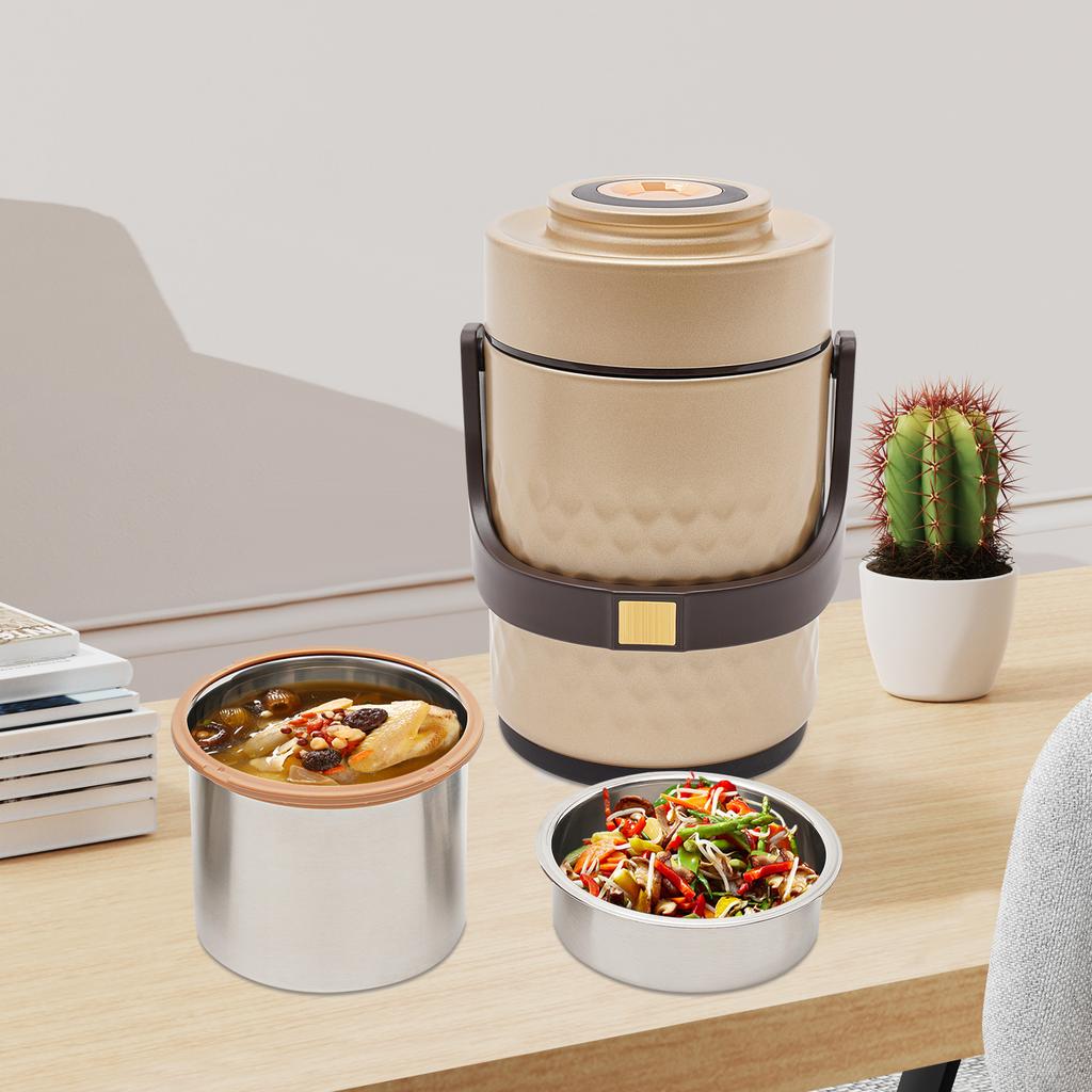 304 Stainless Steel 3-Tier Stackable Thermal Food Container, Vacuum Insulated Lunch Box, Leakproof Bento Box for Office Picnic